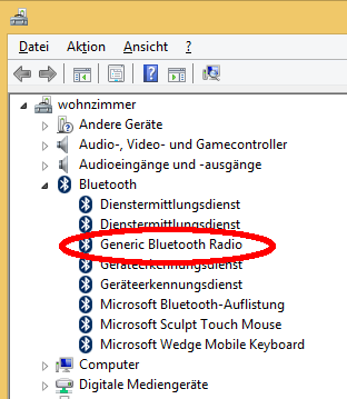 "Generic Bluetooth Radio" entry in Windows' Device manager