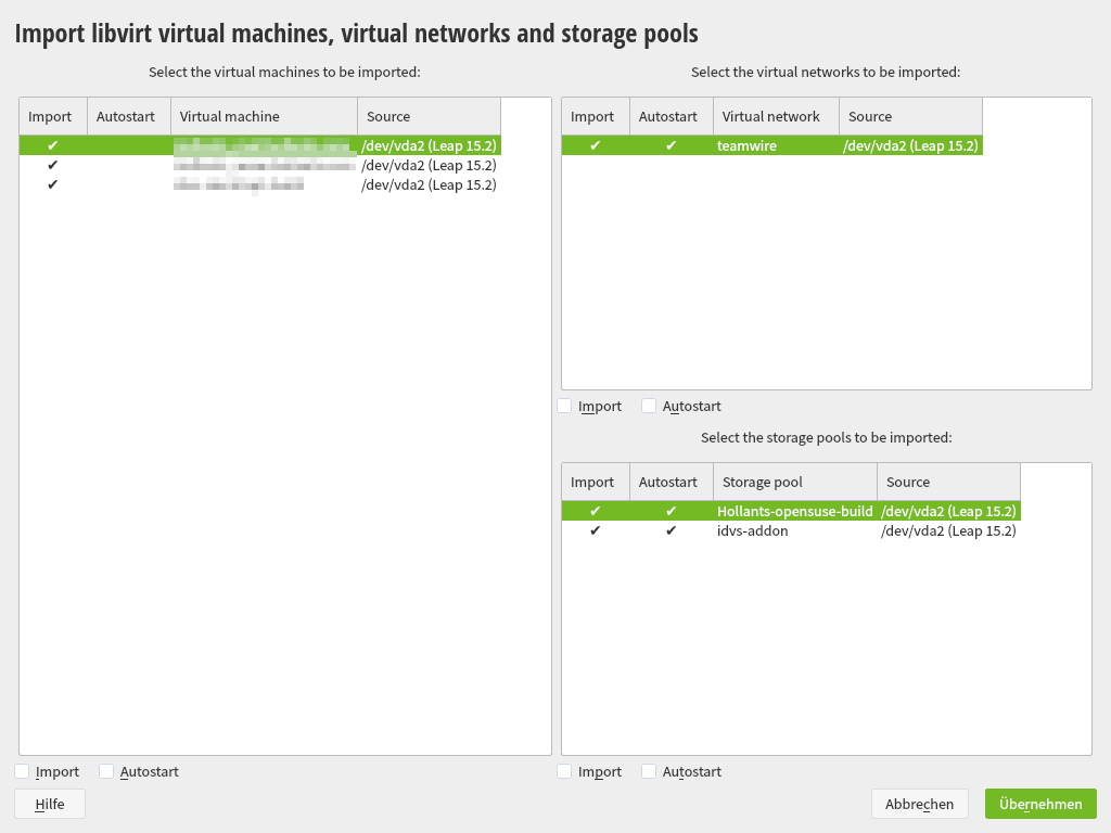 Screenshot of another design candidate for the yast-libvirt-import details dialog