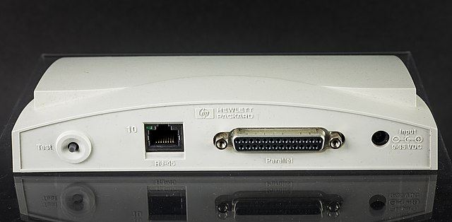 Hewlett-Packard JetDirect 170X print server with LAN and parallel ports